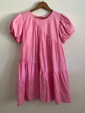 Hunter & Brown Pink Puff Sleeve Tiered Dress - NWT
